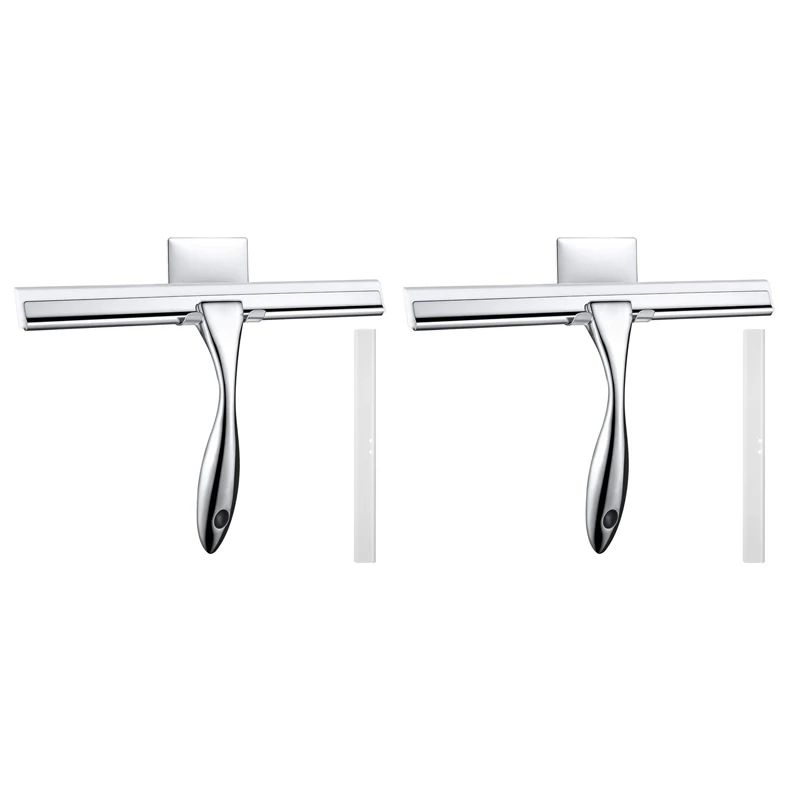 

2X Shower Squeegee, Window Wiper with Self Adhesive Hook, Cleaner for Bathroom Mirror Wiper Scraper Window