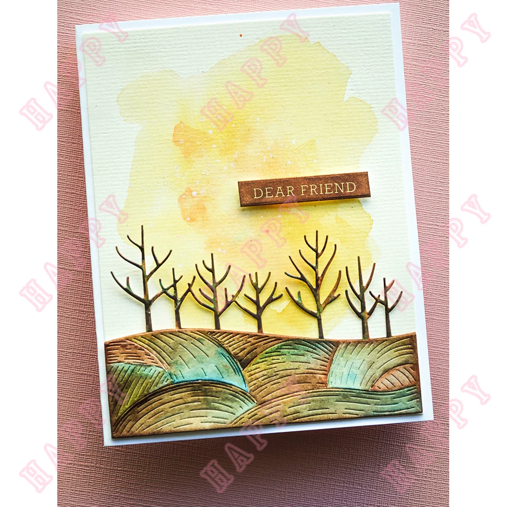 Металлические Вырубные штампы деревья и поле искусственное украшение бумажные