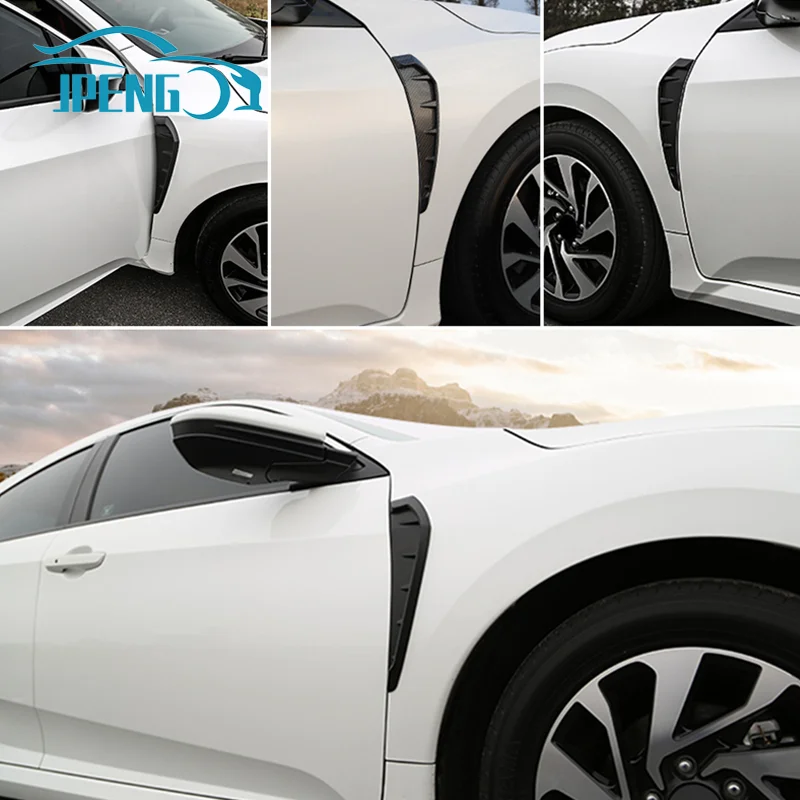 

2pcs Glossy Black Carbon Car Side Vent Air Flow Fender Intake Abs Trim Tuning Car Styling 3d Decoration Sticker Cover