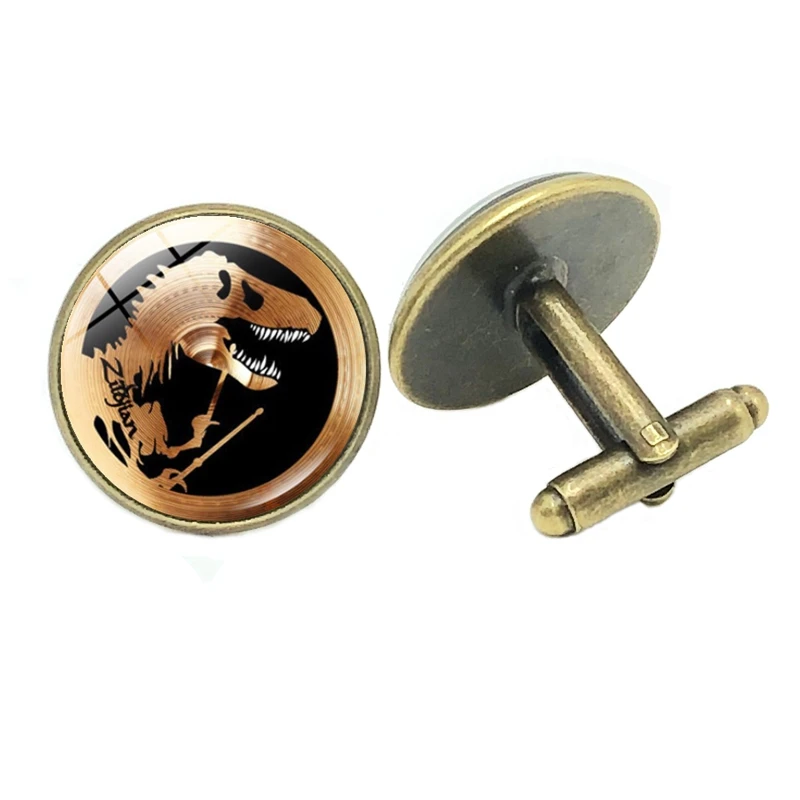 

hot / Jewelry Cufflinks Dinosaur Drummer Creative Time Glass Convex Men's Cufflinks Gift High-grade French Shirt Sleeves Nails