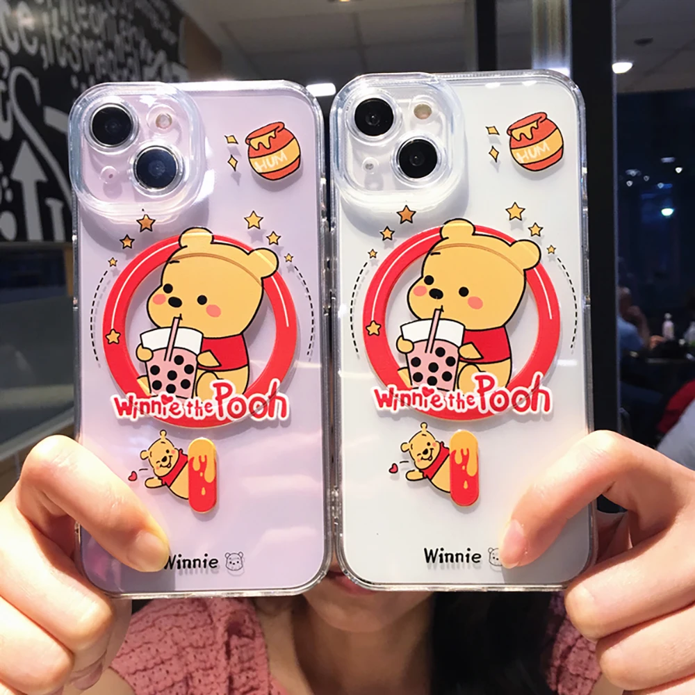 

Cartoon Disney Winnie The Pooh For Magsafe Magnetic Phone Case for IPhone 14 13 12 11 Pro Max 14 Pro Anti-drop Soft TPU Cover