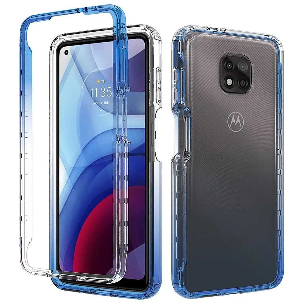 Прозрачный чехол из ТПУ/ПОЛИКАРБОНАТА ярких цветов для Motorola Moto G Power 2021 гибридный