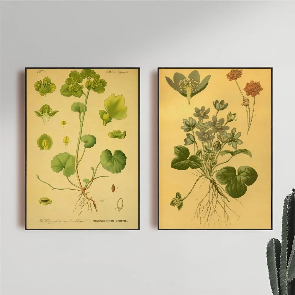 Plants Grasses Green Poster Self-adhesive Art Waterproof Paper Sticker Coffee House Bar Room Wall Decor