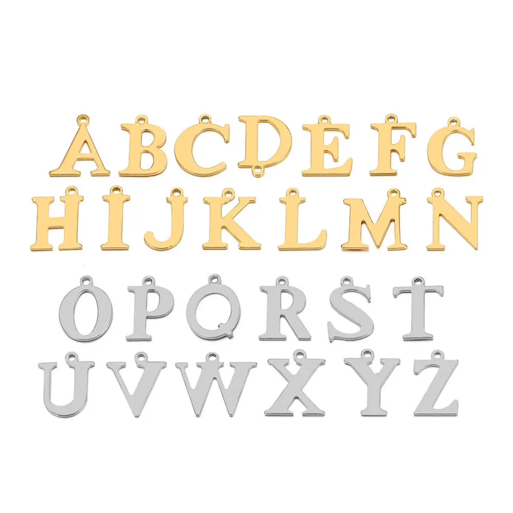 100 шт., подвески из нержавеющей стали в виде букв алфавита