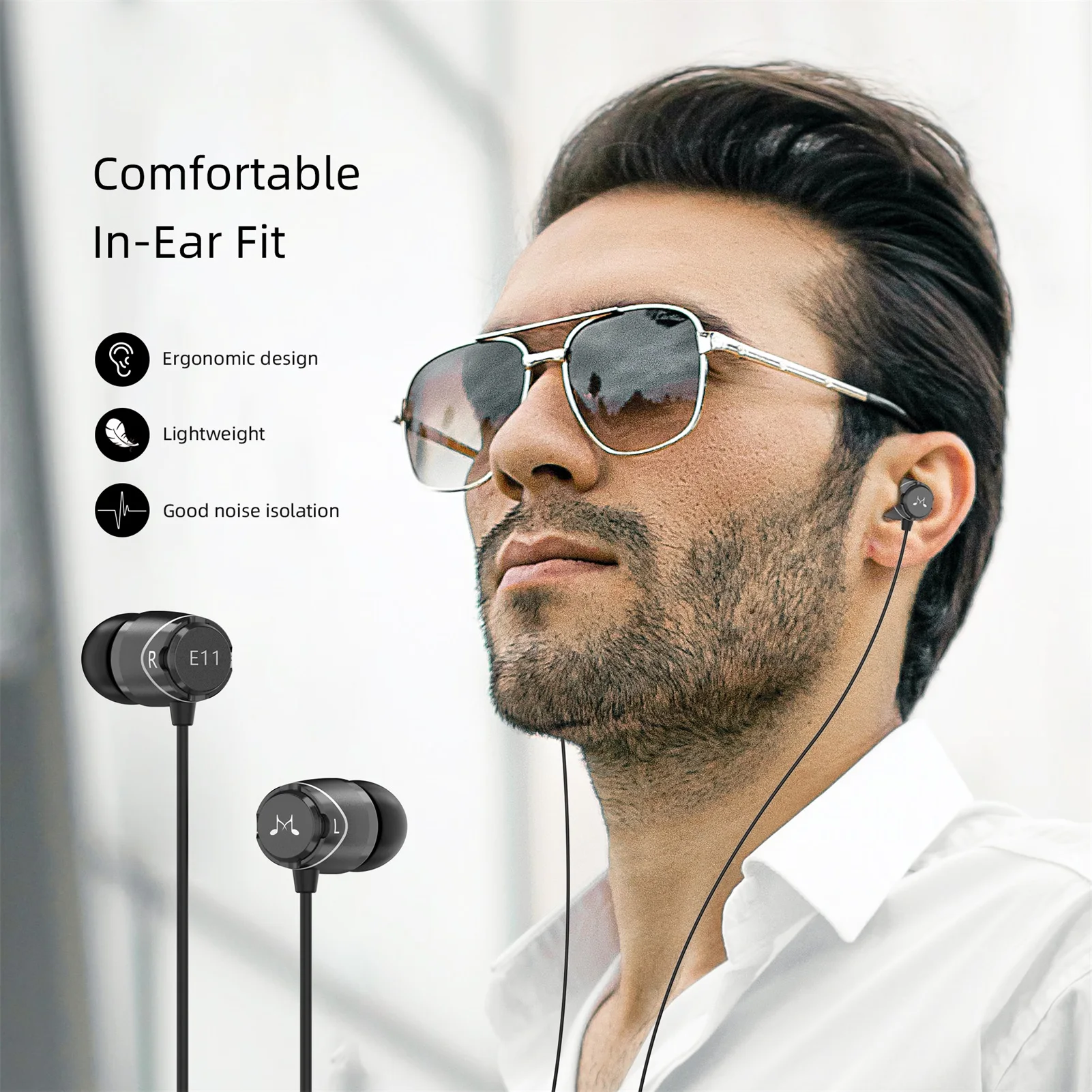 Фото Оригинальные проводные наушники SoundMAGIC E11 3,5 мм, L-образные наушники, Hi-Fi стереонаушники для игр, наушники с хорошей шумоизоляцией №2