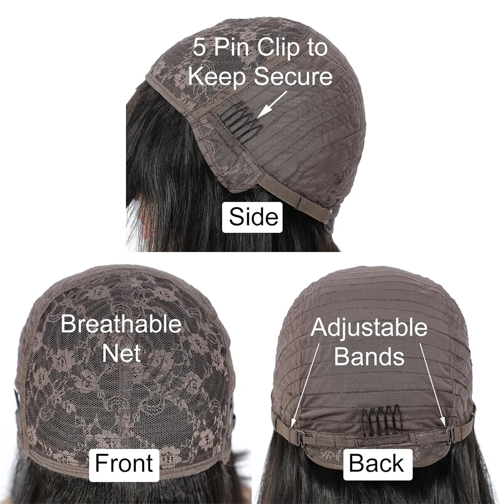 Dula A Hair 99J Прямые парики из натуральных волос Remy для темных цветов средний размер