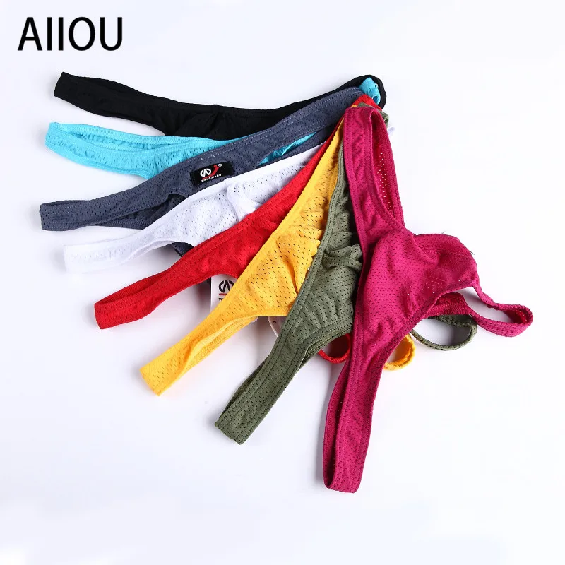 

Мужские трусы джоки AIIOU, черные дышащие трусы с сетчатыми вставками, стринги, танга, нижнее белье для мужчин, гей-трусы с заниженной талией, 2019