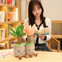 cartoon lovely tree plant plush stuffed toy decor doll creative potted flowers pillow home decorative ornament plantsr kid gift