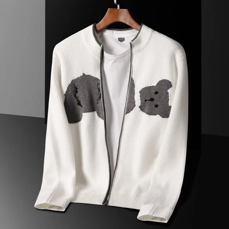 

Кардиган для отдыха молодежный Европейский зимний жаккардовый с медведем брендовый свитер Осень мужское американское пальто Новая высоко...
