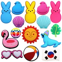 korean kawaii style pvc shoe charms accessories bunny dolphin volleyball sandals decoration pins for croc jibz x mas party gifts