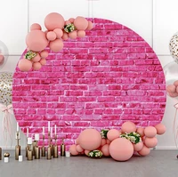 laeacco retro pink glitter brick wall round backdrop girl birthday bridal shower portrait photography background photo studio