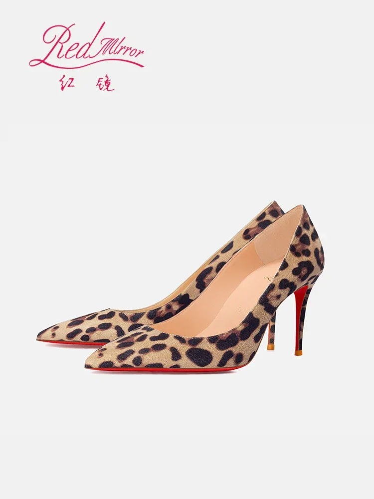 Туфли на высоком каблуке с красной подошвой леопардовым принтом 2024