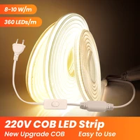 220v cob led strip 360ledsm flexible cob led lights with offon switch not dazzling dimmable led tape waterproof fob light