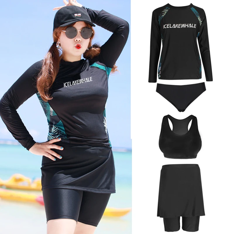 

Женский купальник большого размера wisuusing, раздельный, консервативный, обтягивающий, спортивный, закрывающий живот, одежда для плавания, горячая весенняя одежда для плавания