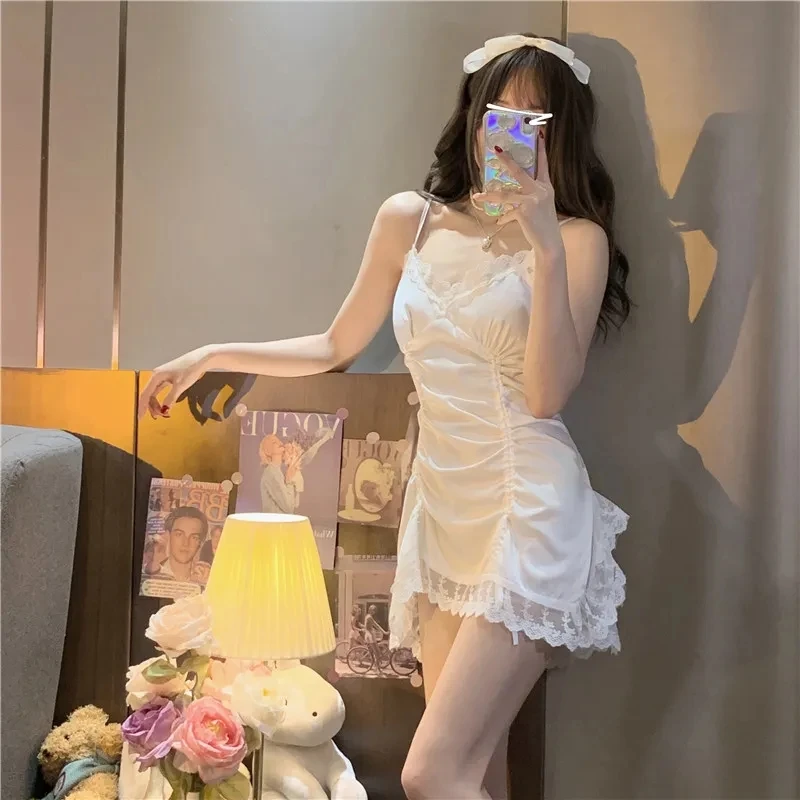 Pajamas For Women Suspenders Lace Nightdress Women'S Summer Thin Section Sexy Lingerie Silk Pajamas Homewear Women'S 2 Piece Set