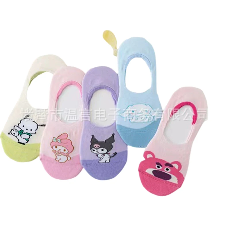 

Милые летние носки Sanrios серии My Melody Cinnamoroll с героями аниме, милые Мультяшные носки-лодочки, носки, Рождественский подарок на день рождения