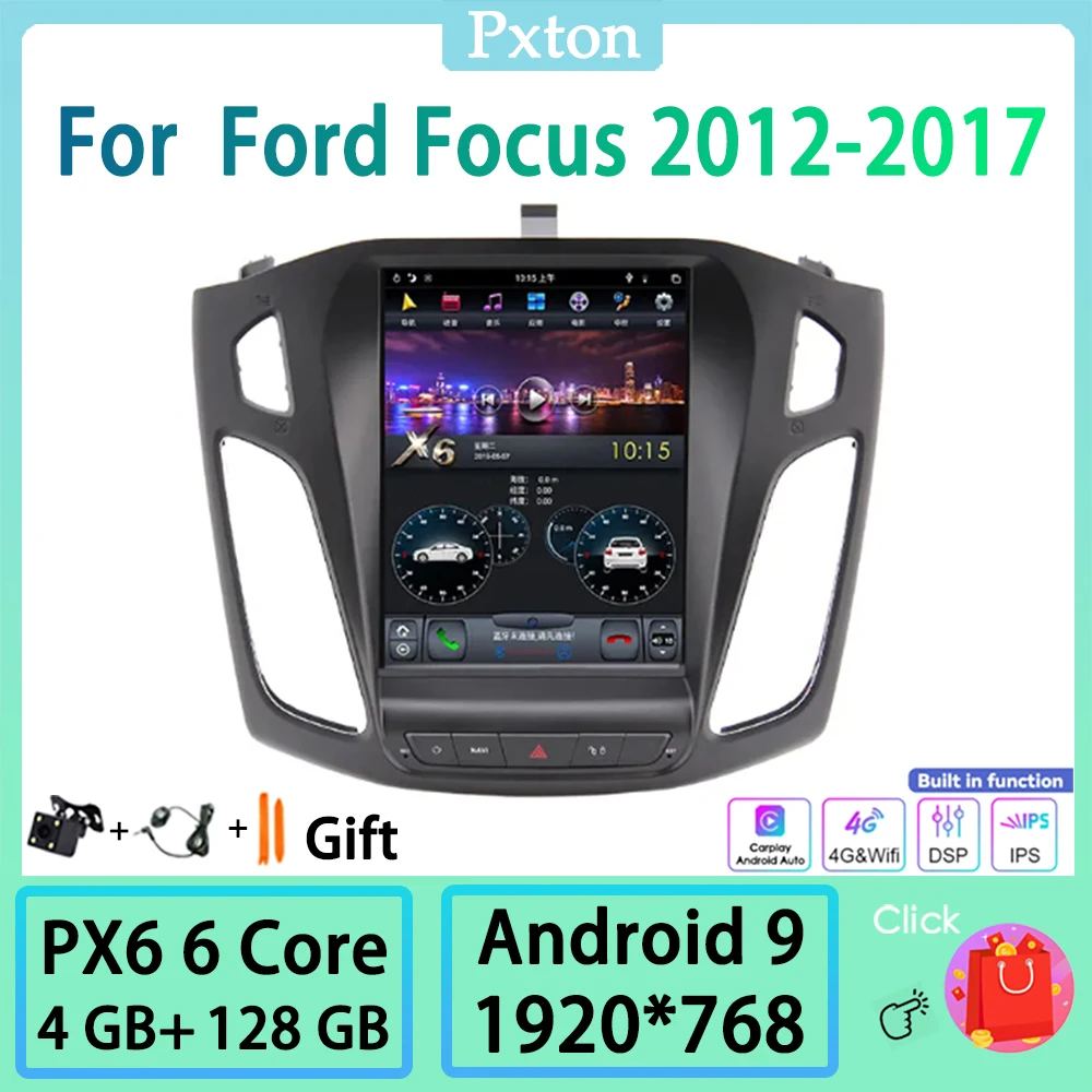 

Pxton Android Tesla Screen Car Radio Stereo Multimedia Player For Ford Focus 2012-2017 Carplay Android Auto PX6 128G DSP WIFI