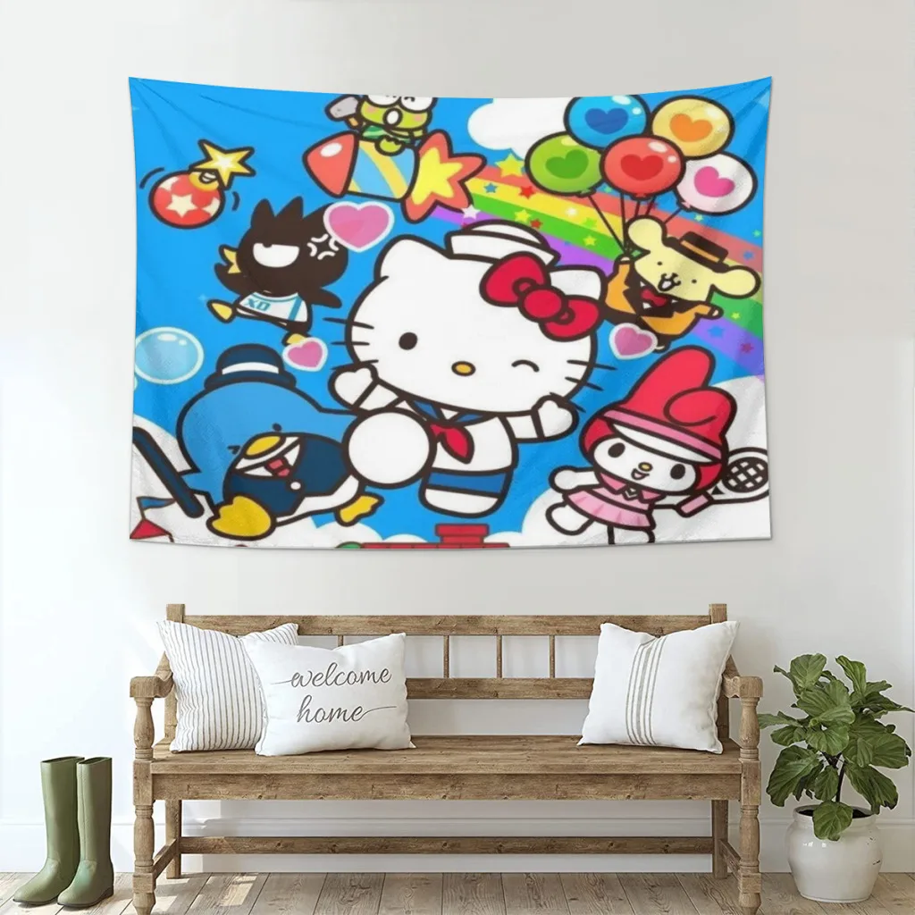 Милые аниме Sanrio Hello Kitty Kawaii гобелены предметы украшения комнаты домашний декор
