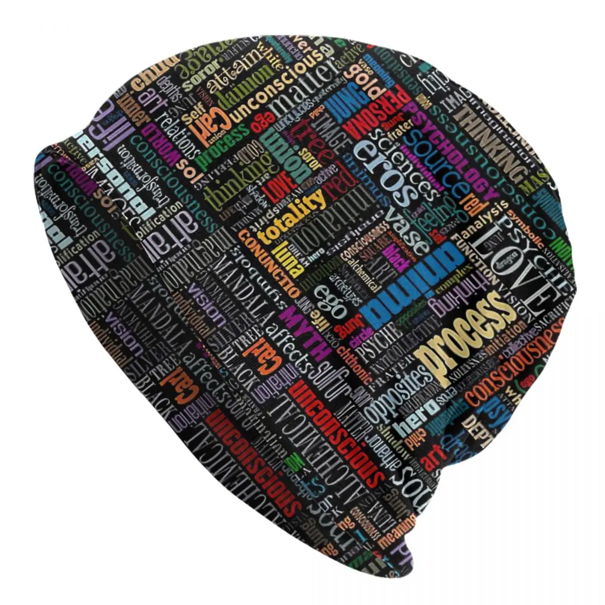 Jungian Psychology Word Cloud Adult Men's Women's Knit Hat Keep warm winter Funny knitted hat