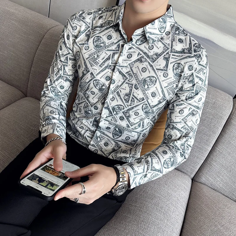 Y2K Мужские рубашки с длинным рукавом Весенние новые модные мужские винтажные