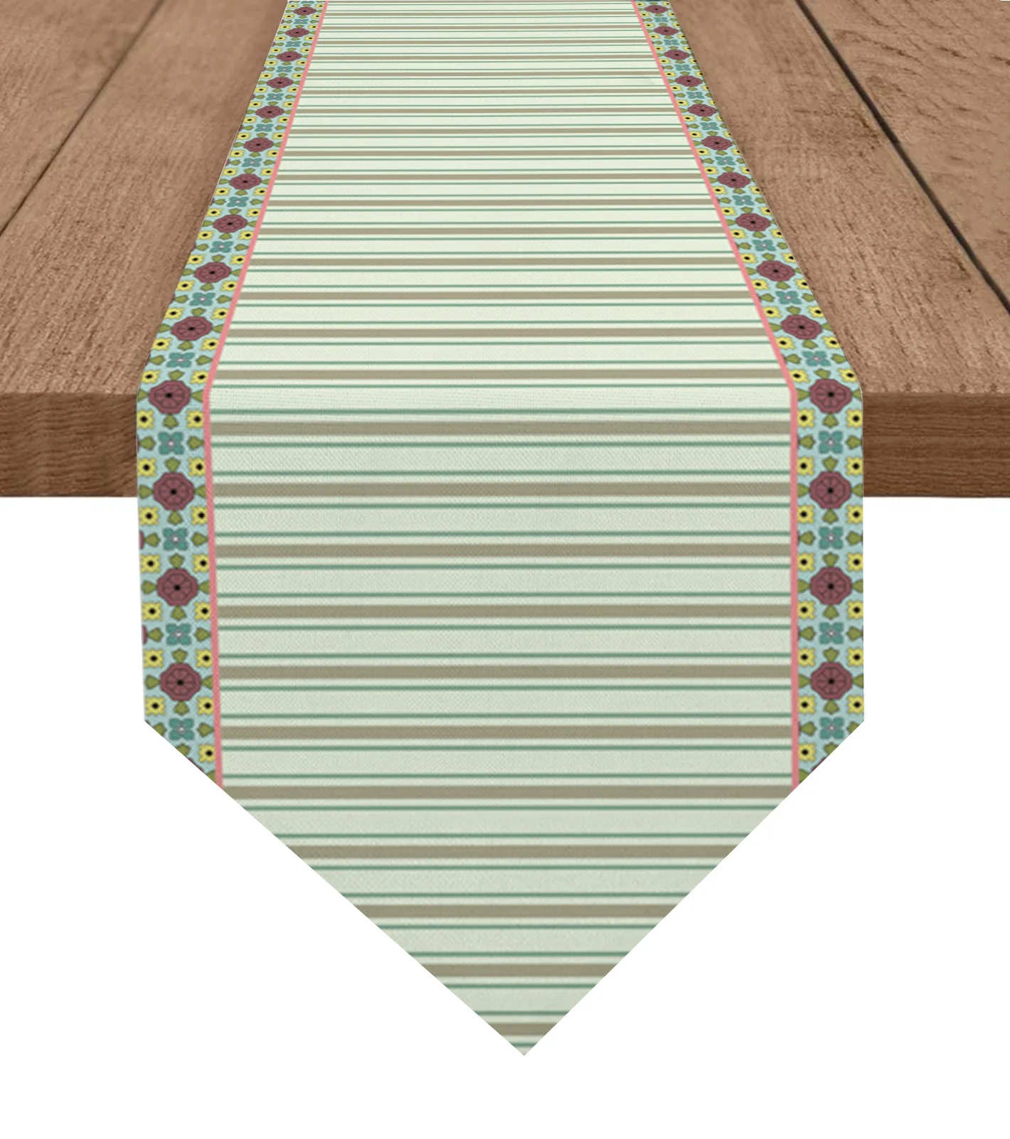 

Floral Stripes Table Runner Christmas Party Dining Table Runner Placemat Home Kitchen Table Decor