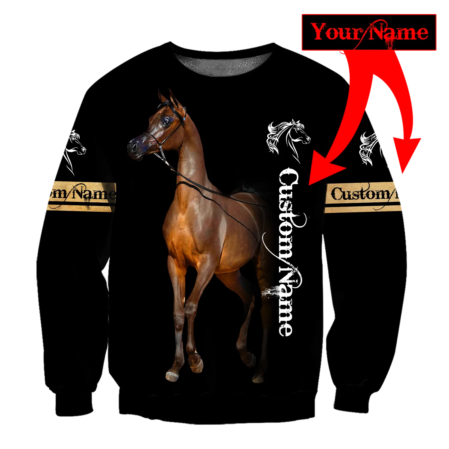 PLstar Cosmos Newest 3D Print Horse Custom Name Art Funny Harajuku Streetwear Casual Unique Unisex Hoodies/Sweatshirt/Zip B-1