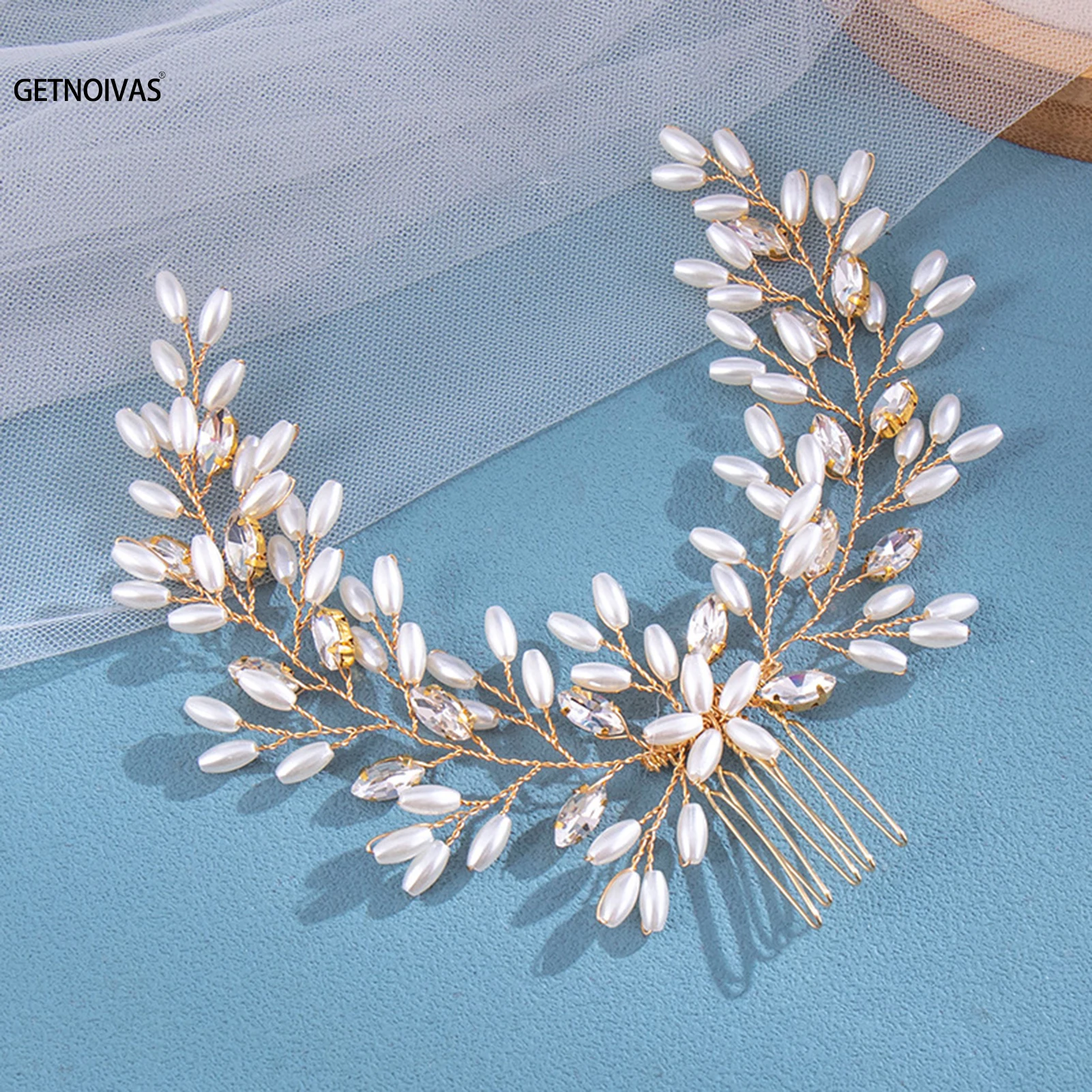 Свадебные аксессуары для волос, женские Украшения для волос, золотистый цвет, жемчуг, аксессуары для волос