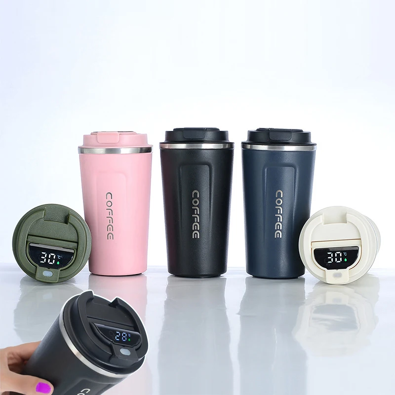 

380/510ml Thermos Coffee Mug Water Bottle Temperature Display Vacuum Flasks Thermal Tumbler In-Car Insulated Cup Christmas Gift