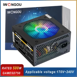 IWONGOU Power Supply 500w For PC Gaming 24pin 12v Atx Active PFC Source 500w Plus With 120mm Led Fan GAMESD650 PSU