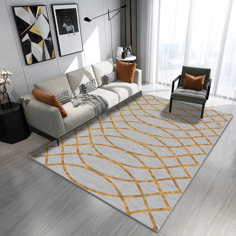 200X300CM Modern Gold Diamond Velvet Rectangular Full Shop Living Room Coffee Table Sofa Carpet Bedroom Bedside Mats Custom