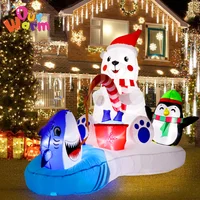 OurWarm 6FT Christmas Inflatables Polar Bear Fishing Penguin Outdoor Decorations with LED Lights Yard Lawn Garden Party Ornament