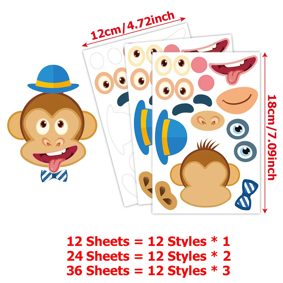 12 листов/набор детские наклейки сделай сам