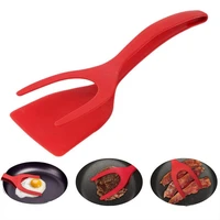 2 in 1 multifunctional non stick food clip tongs fried egg cooking turner pancake spatula pizza barbecue omelet kitchen clamp