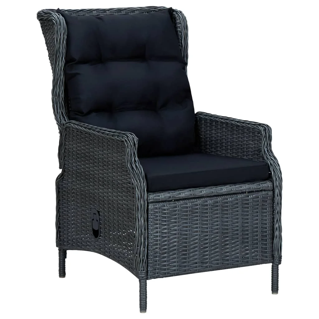 

Outdoor Patio Chairs Deck Porch Outside Furniture Set Garden Lounge Chair Decor with Cushions Poly Rattan Dark Gray