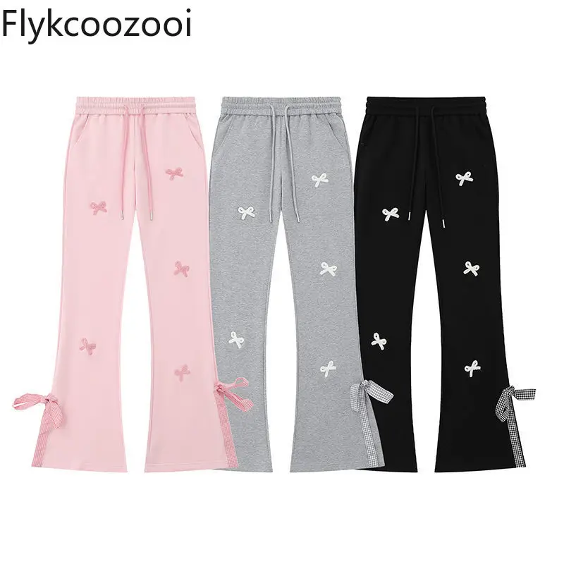 Повседневные тренировочные брюки в стиле колледжа с бантом женские новые