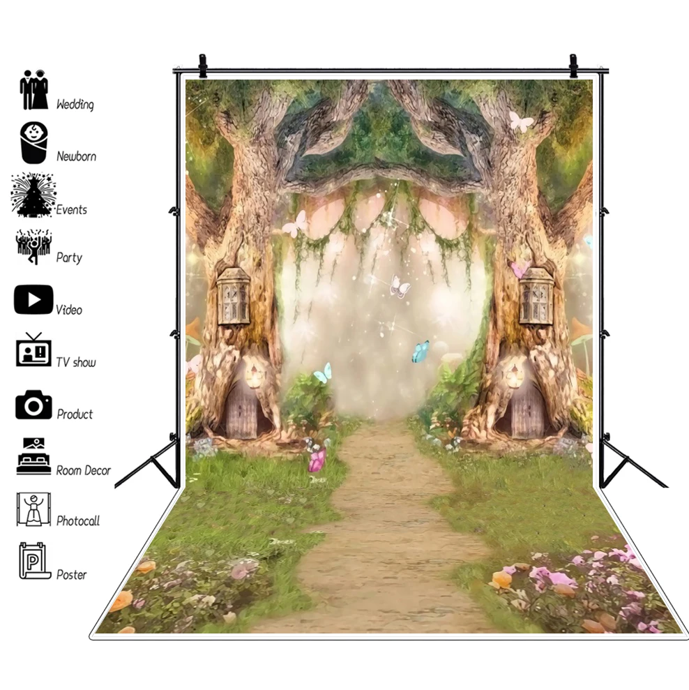 

Spring Forest Backdrop Dreamy Garden Butterfly Gril Photography Background Child Baby Shower Birthday Decor Photo Studio Banner