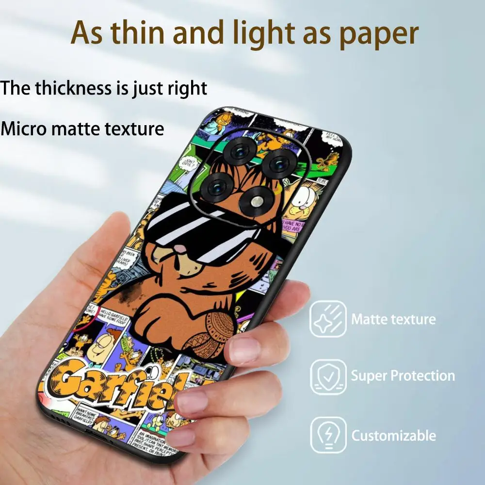 Фото Модный чехол для телефона с милым котиком Garfi и крутым дизайном для Redmi Note 17 15 14 13 12 11 Pro Plus S 5G, мягкий черный чехол. №1