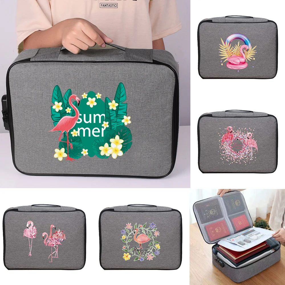 Documents Bags Storage Bag Luggage Case Men Women Travel Handbag Flamingo Print Credentials Passport Wallet Waterproof Organizer