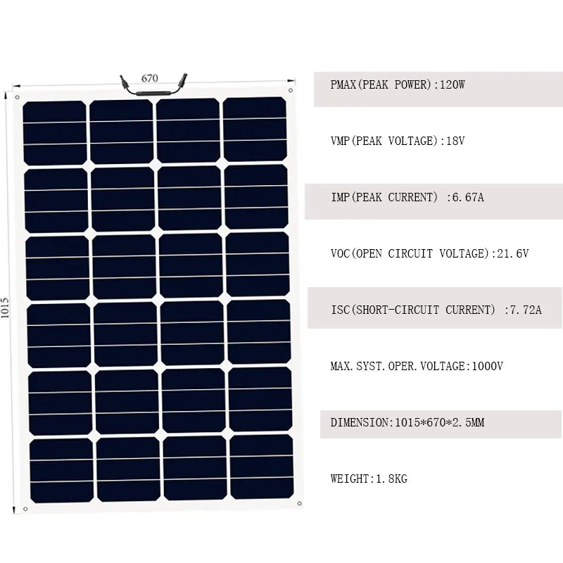 

Flexible Etfe Solar Panel 12V 120W 600W 1000W 1200W Solar Battery Charger Off Grid Car Caravan Camping Boat Hiking Motorhomes RV