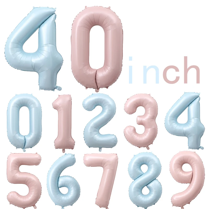 

40inch Baby Pink Blue 0-9 Number Foil Balloons Digit Helium Balloons Birthday baby shower Decor Air globos Event Party Supplies
