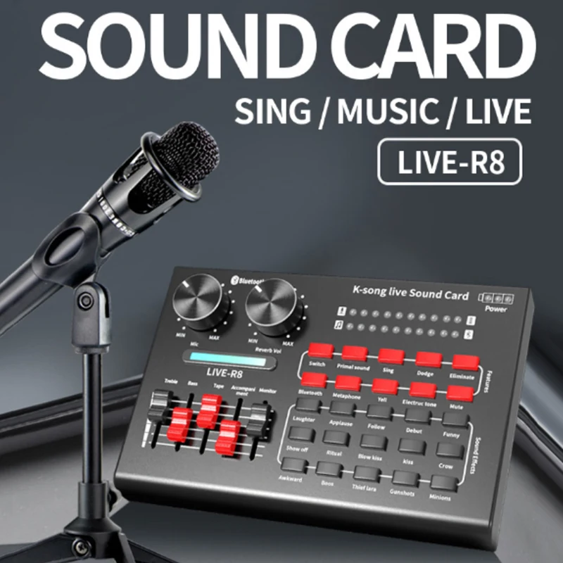 

Sound Mixer Board For Live Streaming Multifunctional Usb Consumer Electronics Voice Changer Sound Cards Metal