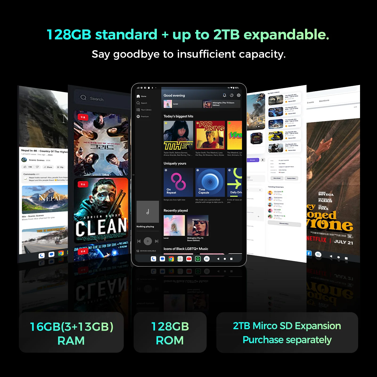 Фото Планшет Teclast P50T на Android 16, 90 Гц, 11 дюймов, TDDI, UNISOC T7250, восьмиядерный процессор, 3 ГБ ОЗУ + 13 ГБ расширяемой памяти, 128 ГБ ПЗУ, 8000 мАч, GPS №5