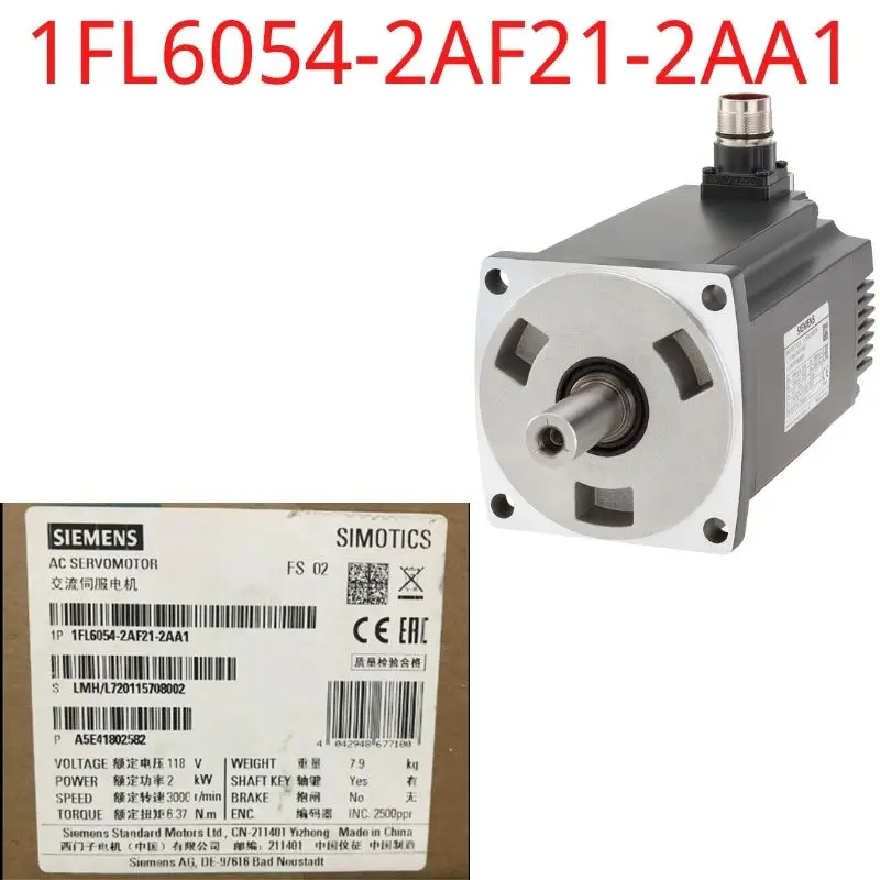 

1FL6054-2AF21-2AA1 Brand New SIMOTICS S-1FL6 Operating voltage 230 V 3AC PN=2 kW; NN=3000 rpm M0=6.37 Nm; MN=6.37 Nm