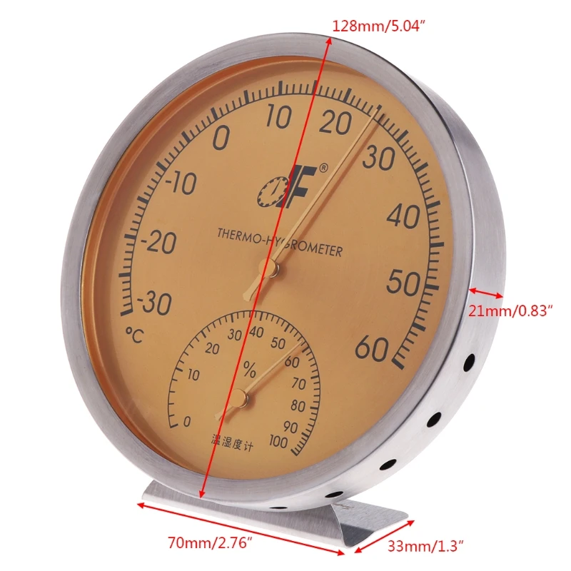 

Stainless Steel Analog Dial Thermometer Hygrometer Temperature Humidity Meter