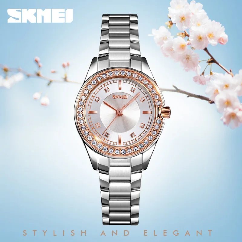 Skmei Direct Sales Diamond Ring Elegant Korean Style Waterproof Women's Quartz Watch