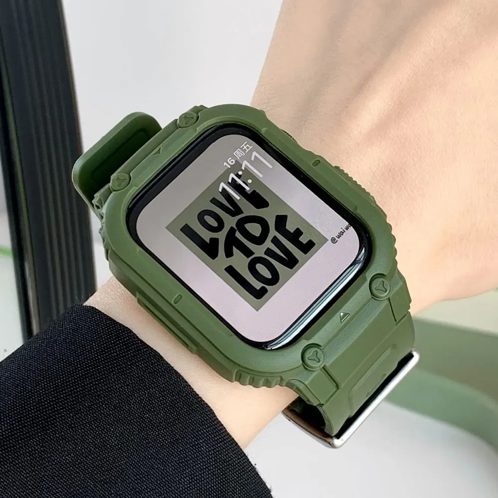 Rubber Sport Strap For Apple Watch Ultra 49mm Silicone band 41mm 45mm TPU case Bracelet 40mm 44mm For iWatch7 6 5 4 SE 38mm 42mm