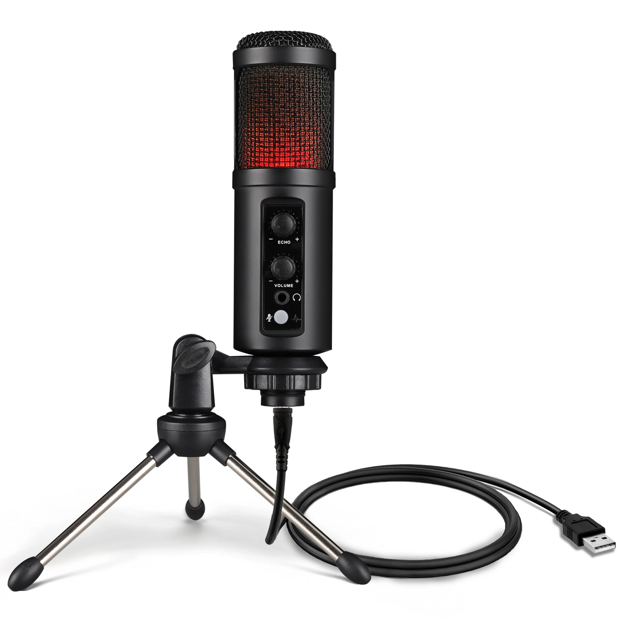 USB Microphone for Computer Gaming,Condense Mic with Echo and Monitoring, for PC Laptop Studio Recording Streaming,Plug and Play images - 6