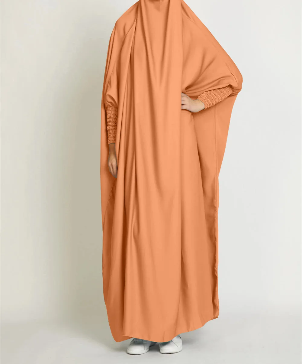 New Ramadan Batwing Modest Satin Jilbab Prayer Abaya Dubai Nida Muslim Hijab Dress Women Kaftan Robe Long Khimar Islam Djellaba