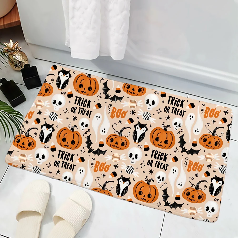 

Коврики CLOOCL для Хэллоуина, с рисунком апельсинового привидения, тыквы, совы, 3D-принтом, для помещений, Нескользящие коврики для ванной