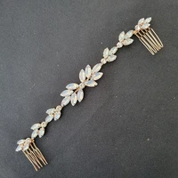 slbridal opal crystal rhinestones wedding hair comb chain hair accessories hairband bridal headband bridesmaids jewelry women